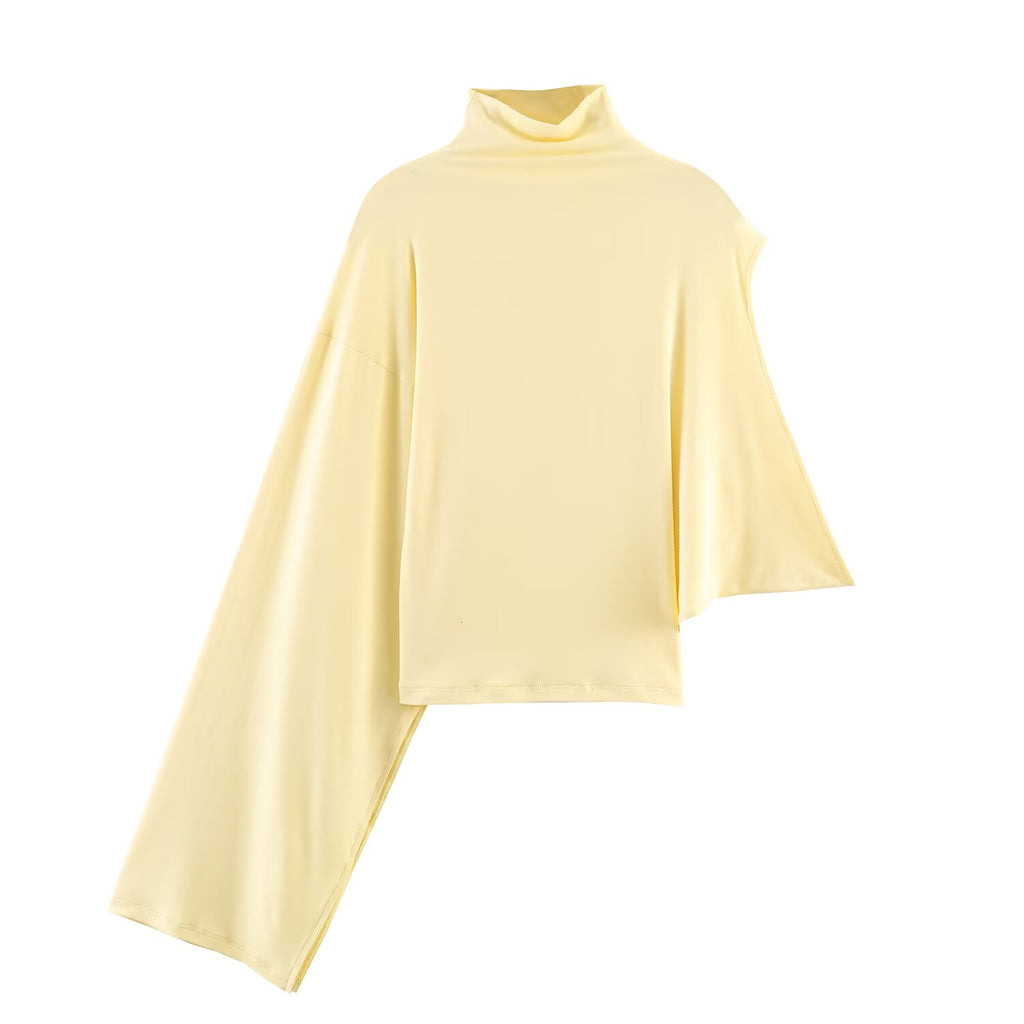Spring Fashionable All Match Niche Design Vertical Asymmetric Women Top SenDa