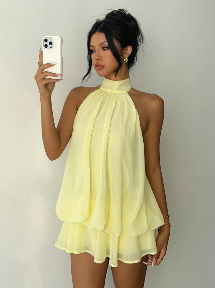 Elegant Slim Fit Sexy Backless Halter Waist Tight Jumpsuit Women AXE