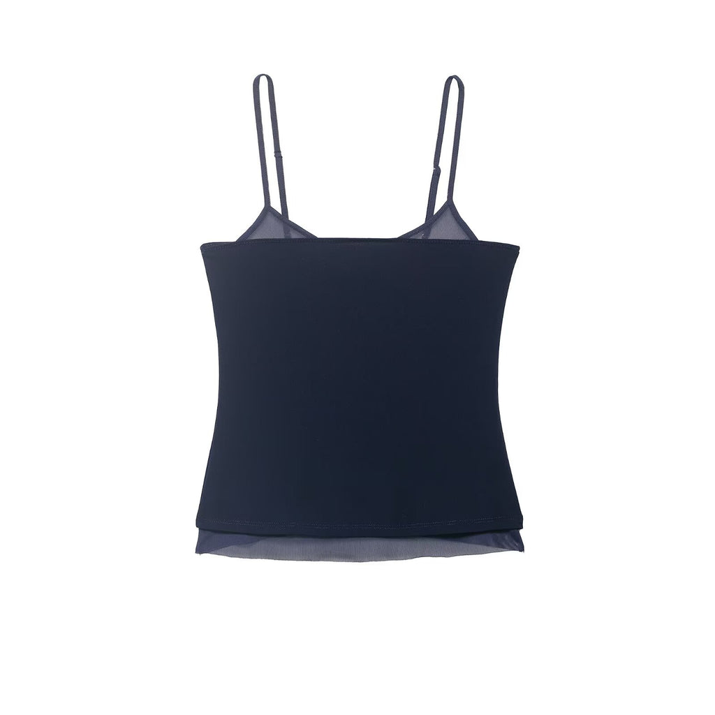 Spring Stitching Silk Net Strap Top flightCourse