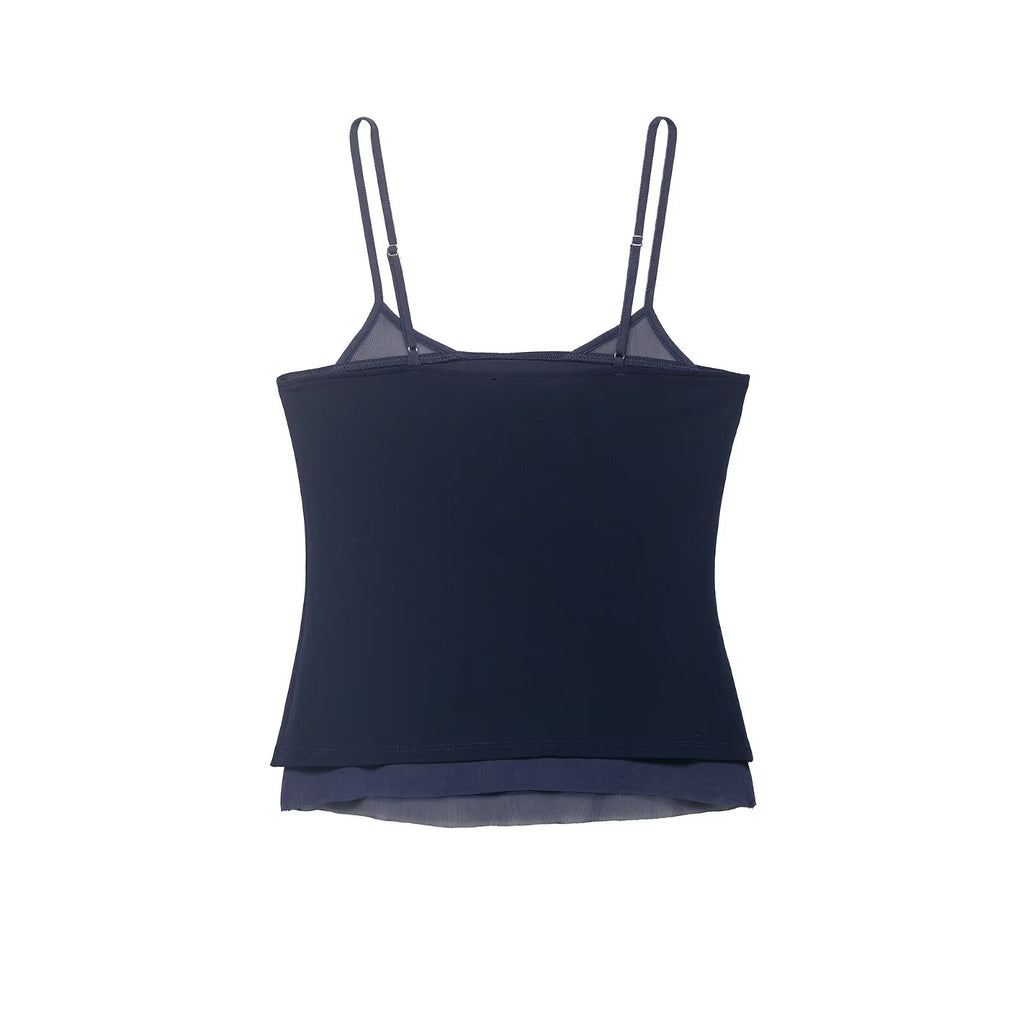 Spring Stitching Silk Net Strap Top flightCourse