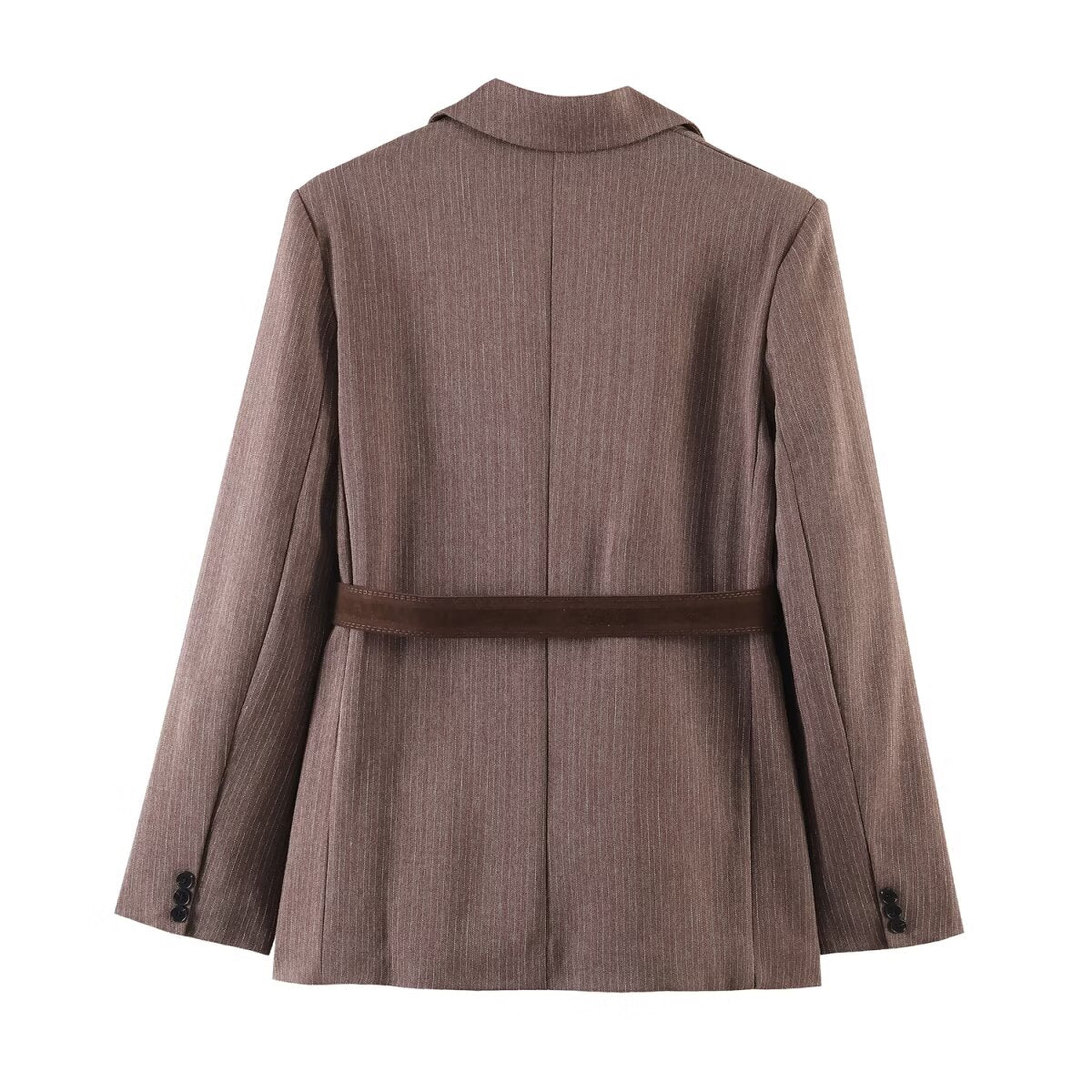 Women Clothing Summer Office Herringbone Twill Belt Blazers SenDa
