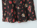 Women Clothing French Elegant Black Floral Dress GoodMe