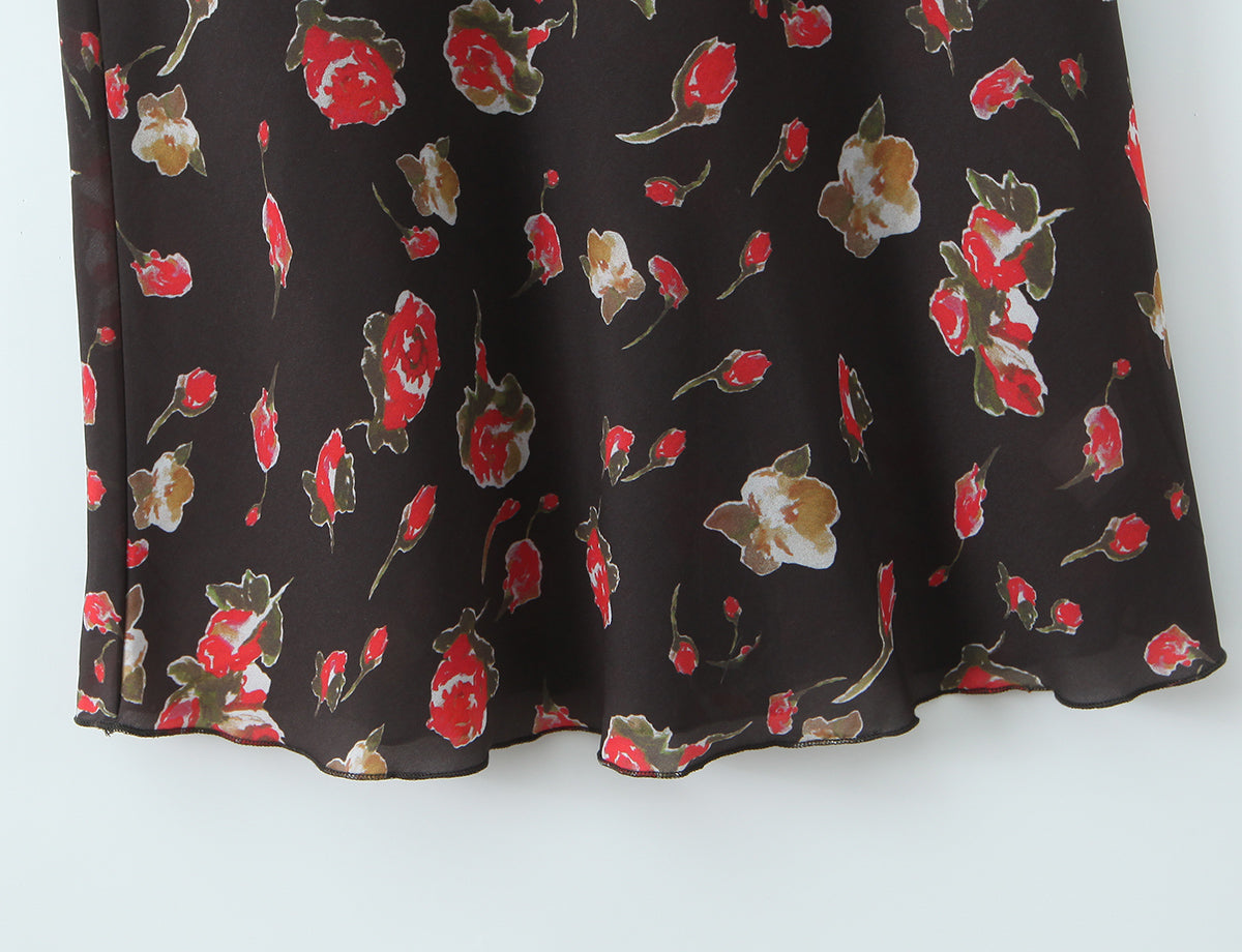 Women Clothing French Elegant Black Floral Dress GoodMe