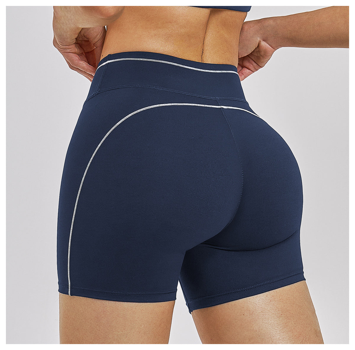 High Waist Track Shorts Contrast Color Casual Yoga Shorts Outdoor Running Workout Shorts Sollinarry