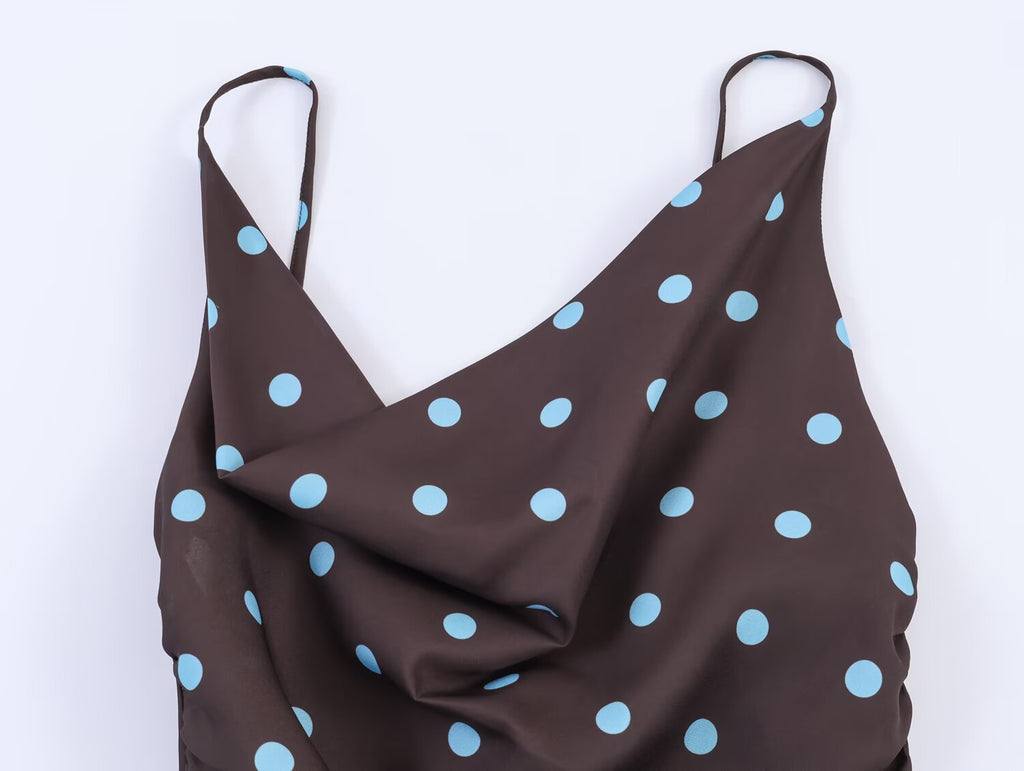 Women Clothing Drape Polka Dot Brace Top SenDa