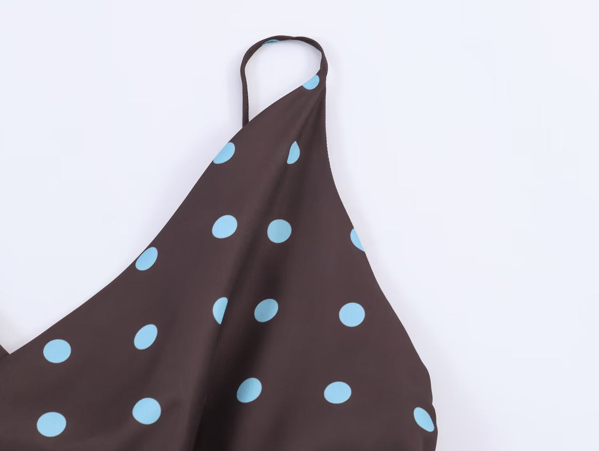 Women Clothing Drape Polka Dot Brace Top SenDa