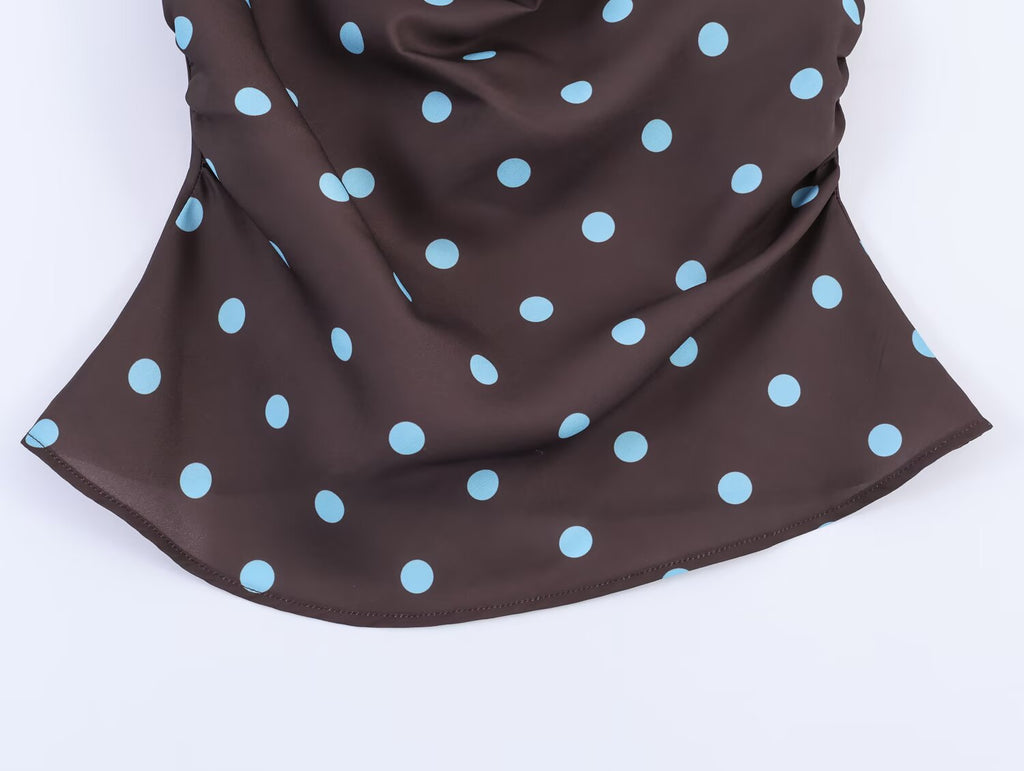 Women Clothing Drape Polka Dot Brace Top SenDa