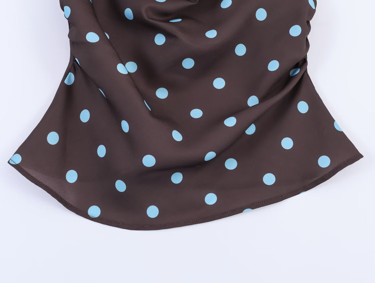 Women Clothing Drape Polka Dot Brace Top SenDa