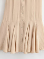 Women Clothing Summer Retro All Match Waist Shirt Pleated Short Office Dress TRAF