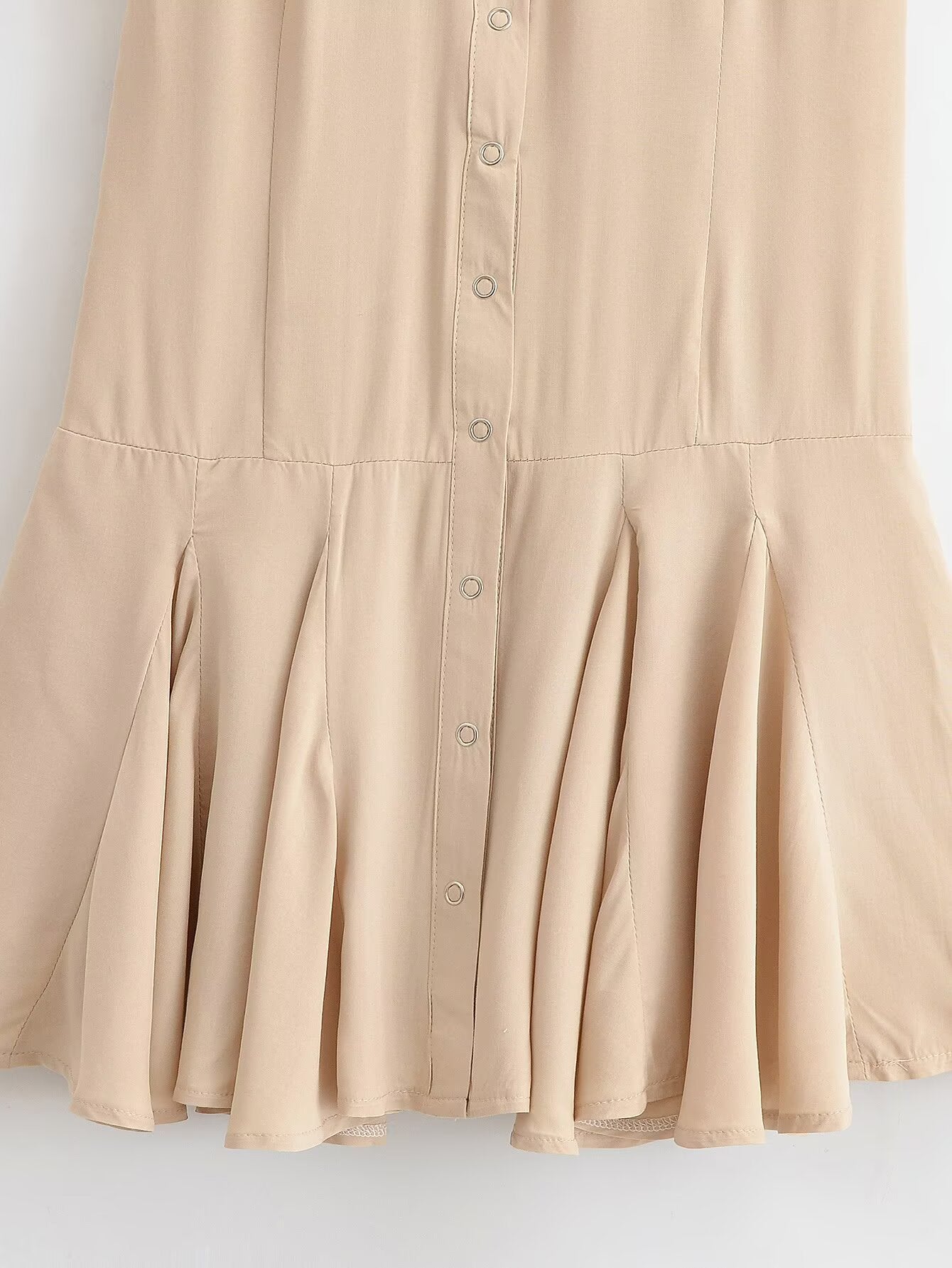 Women Clothing Summer Retro All Match Waist Shirt Pleated Short Office Dress TRAF