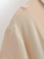 Women Clothing Summer Retro All Match Waist Shirt Pleated Short Office Dress TRAF