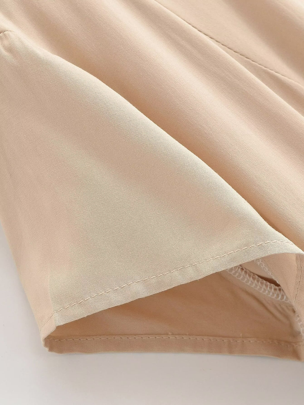Women Clothing Summer Retro All Match Waist Shirt Pleated Short Office Dress TRAF