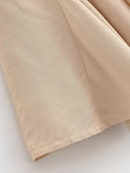 Women Clothing Summer Retro All Match Waist Shirt Pleated Short Office Dress TRAF