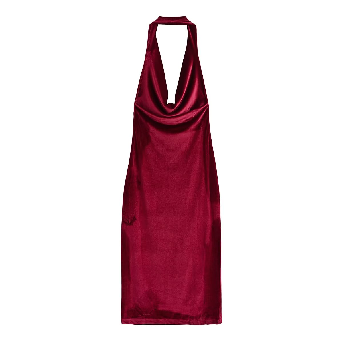 Women Clothing Summer French Design Backless Wine Red Dress TRAF