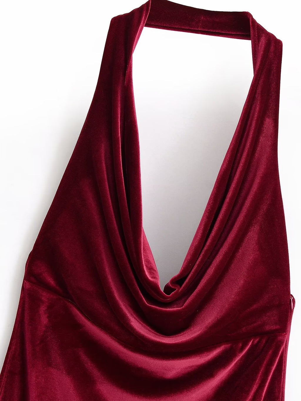 Women Clothing Summer French Design Backless Wine Red Dress TRAF