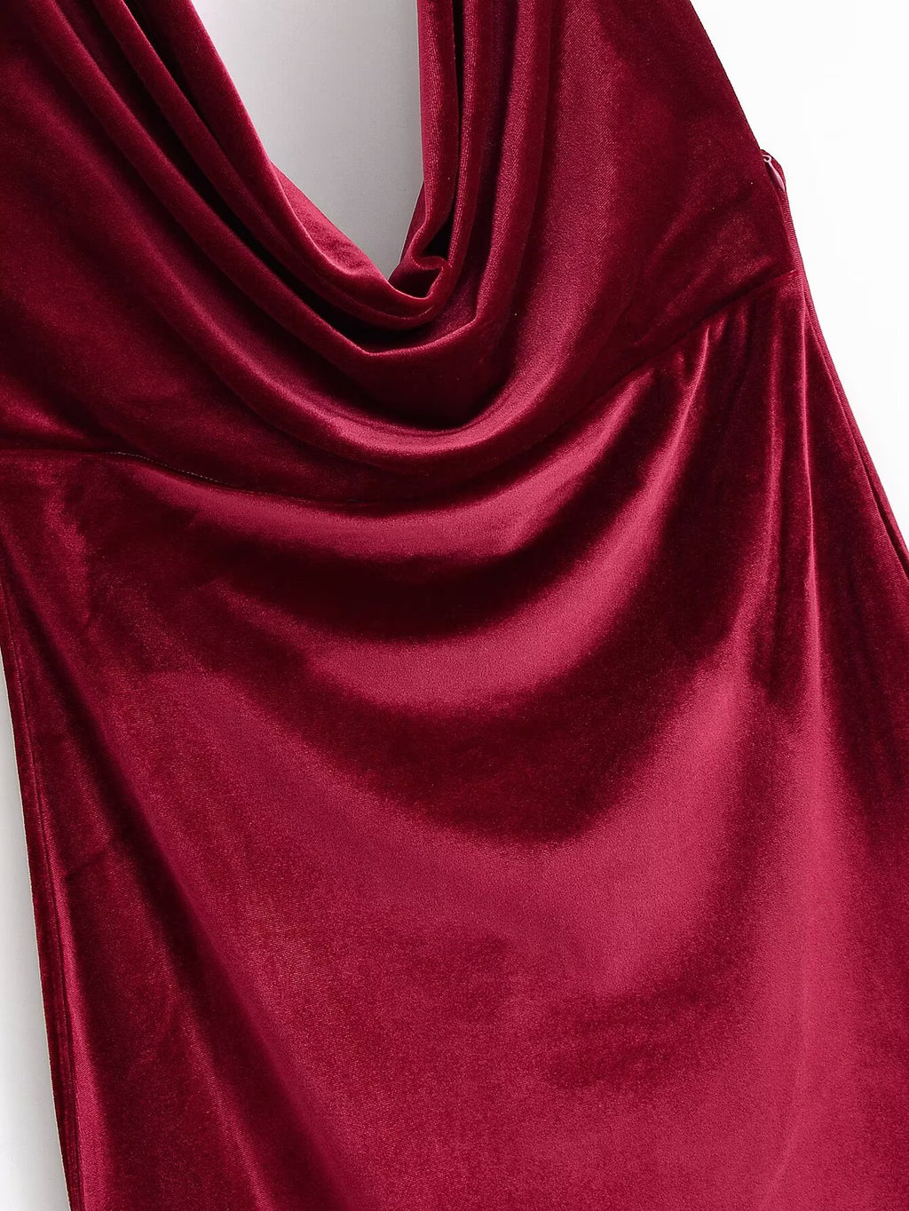 Women Clothing Summer French Design Backless Wine Red Dress TRAF