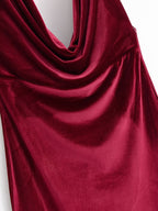 Women Clothing Summer French Design Backless Wine Red Dress TRAF