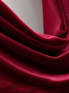 Women Clothing Summer French Design Backless Wine Red Dress TRAF