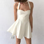 Women Clothing Summer Sexy Backless Hanging Collar Wide Swing Dress TRAF