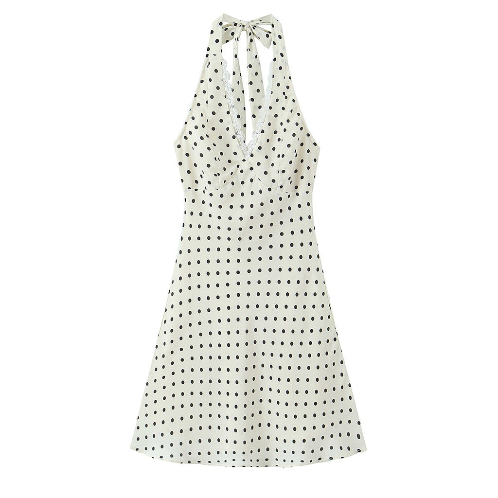 Spring Lace Lace Band Halter Backless Slimming Dress OMI