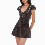 Preppy Sexy Wear Doll Collar High Grade Plaid Niche Slim Fit Slimming Dress TinkleBell