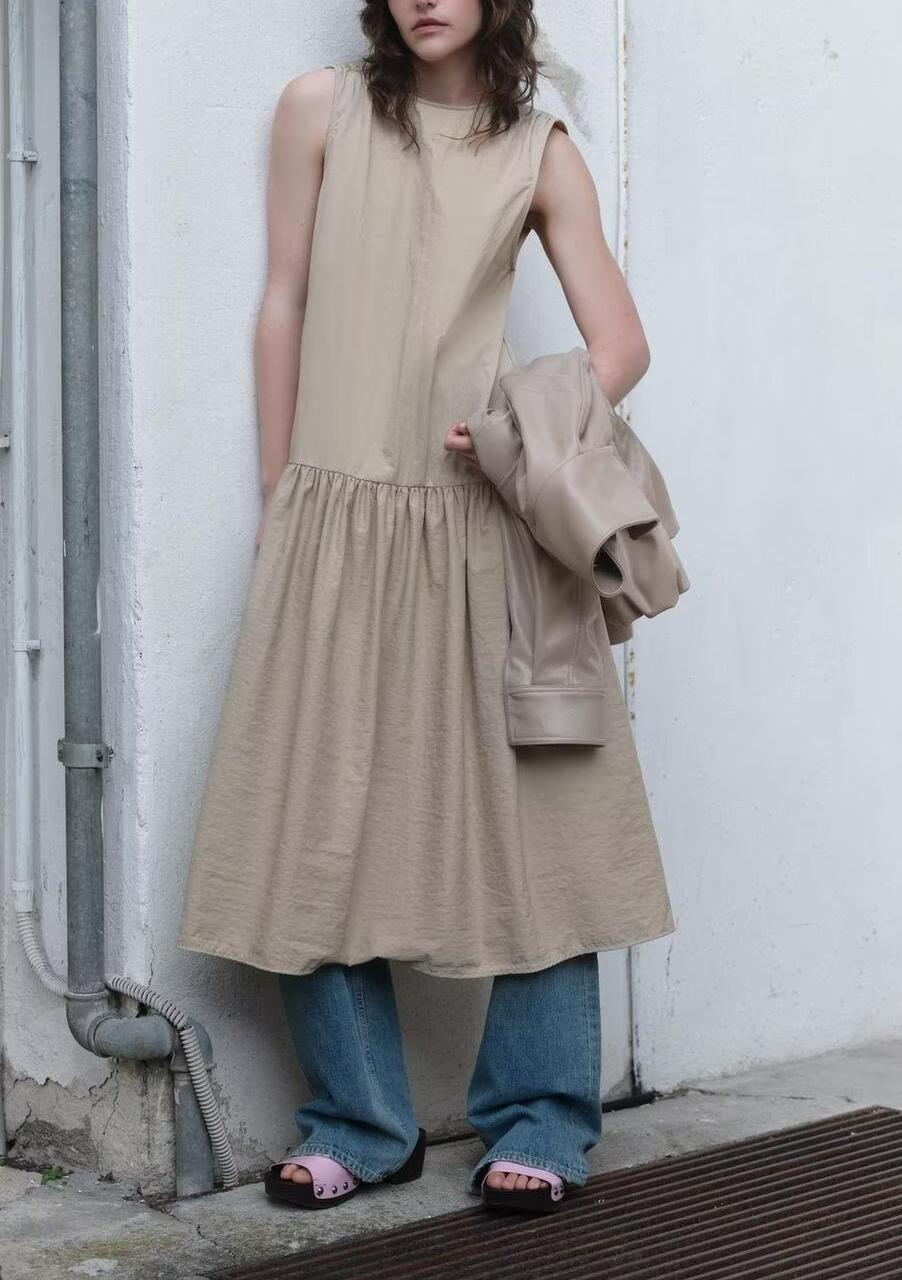 Women Summer Patchwork Sleeveless Puffy Dress TRAF