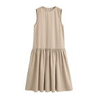 Women Summer Patchwork Sleeveless Puffy Dress TRAF