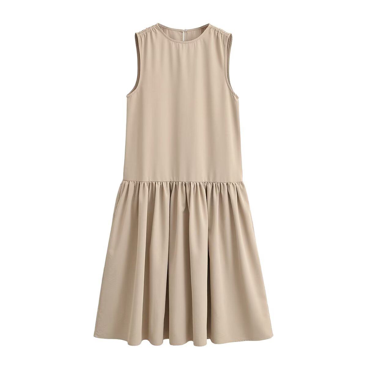 Women Summer Patchwork Sleeveless Puffy Dress TRAF