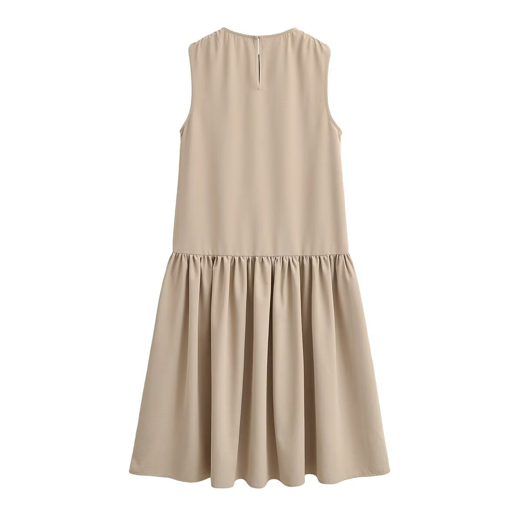 Women Summer Patchwork Sleeveless Puffy Dress TRAF