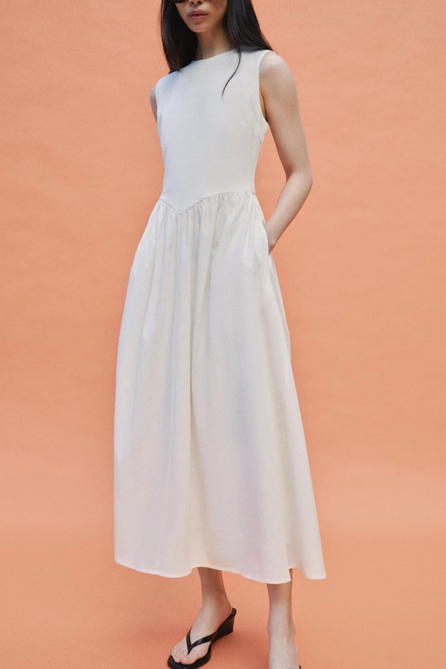 Women Summer Solid Sleeveless Midi Dress SenDa