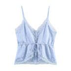 Women Clothing Lace Decorative Silk Satin Texture Top Camisole SenDa