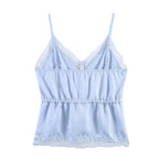 Women Clothing Lace Decorative Silk Satin Texture Top Camisole SenDa