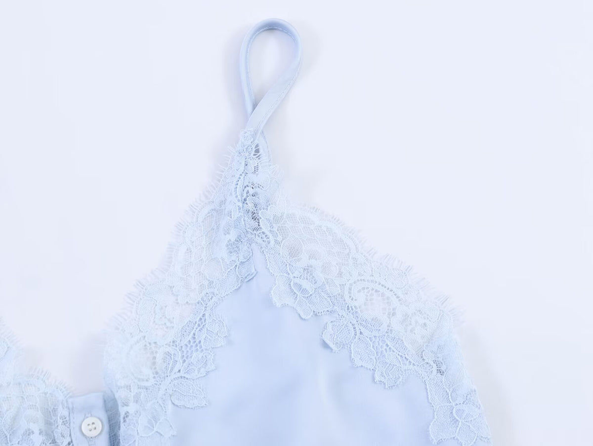 Women Clothing Lace Decorative Silk Satin Texture Top Camisole SenDa