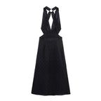 Women Clothing Summer French Hollow Out Cutout Embroidered Halter Sleeveless Dress Howe