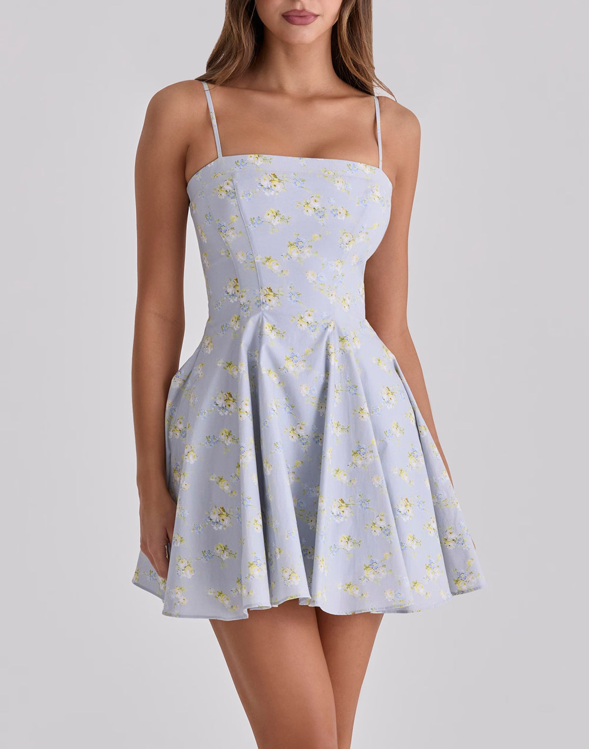 Women Clothing at Simple Blue Printing A line Mini Sundress TinkleBell