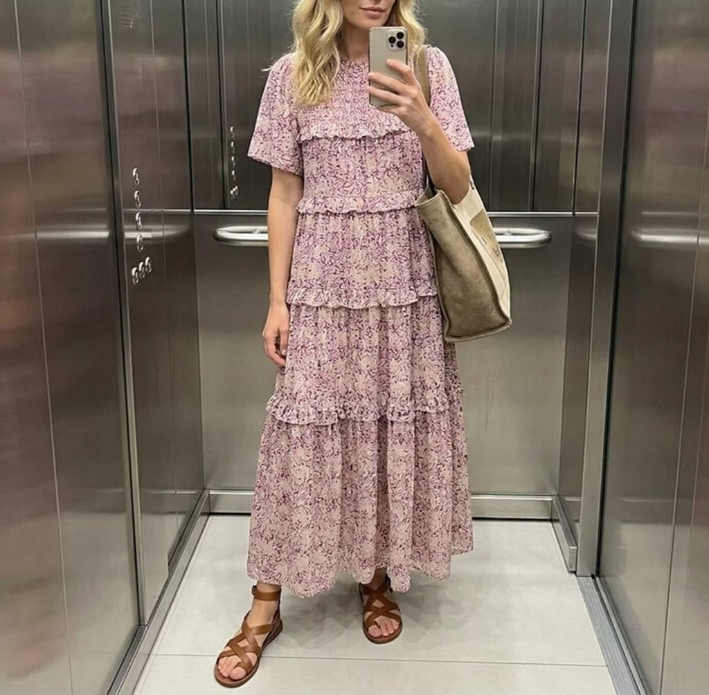 Women Clothing Summer Rayon Printed Cake Bohemian Casual Dress YiPin