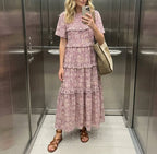 Women Clothing Summer Rayon Printed Cake Bohemian Casual Dress YiPin
