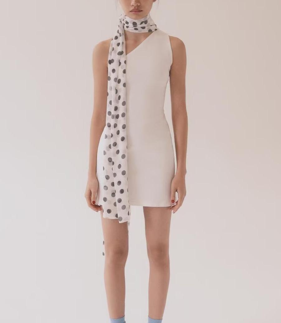 Women Clothing Summer Sexy Sexy Polka Dot Hanging Collar Dress TRAF
