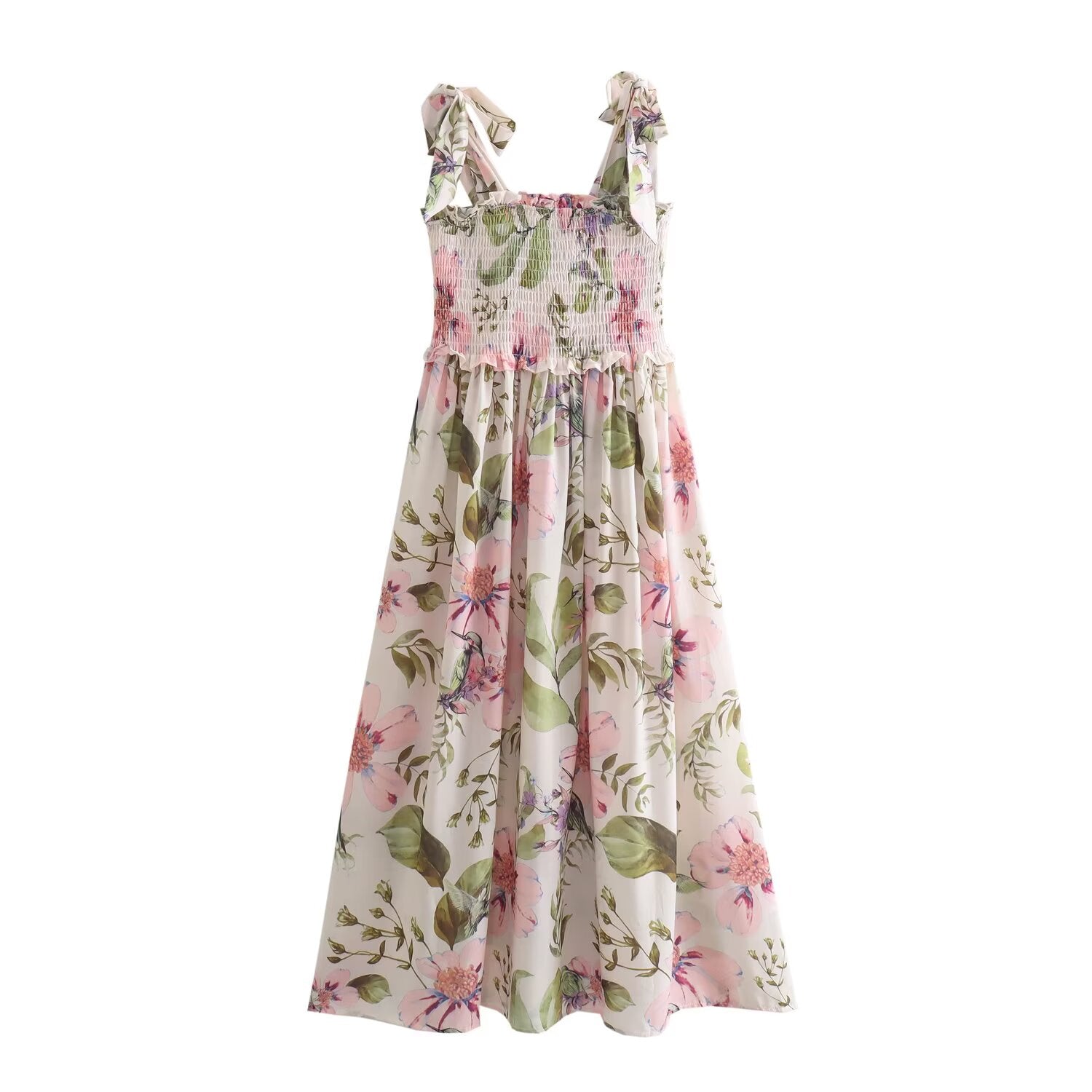 Women Design Print Lace up Dress Wennie