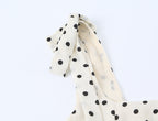 Side Slit Strap Dress for Women Summer French Polka Dot Print Slim Fit Slimming Lace up Suspender Long Dress OMI