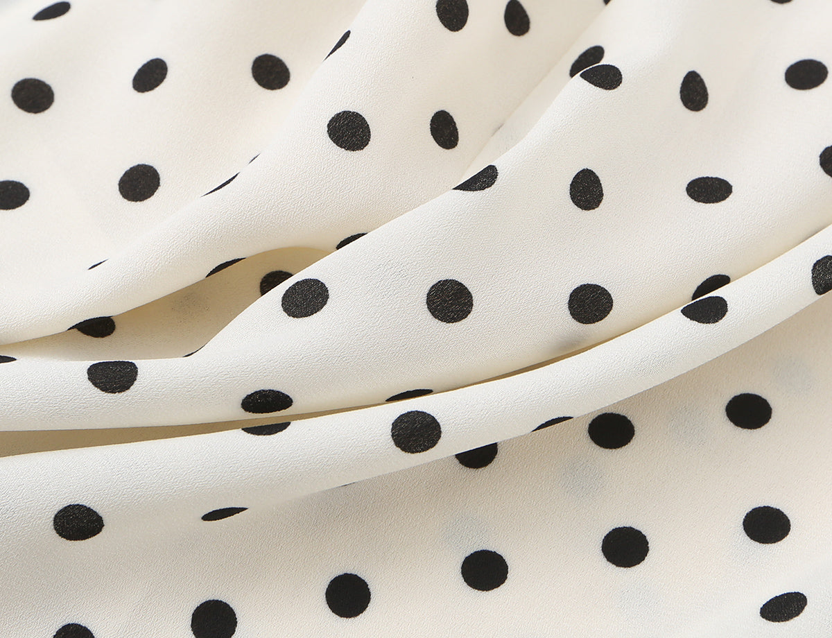 Side Slit Strap Dress for Women Summer French Polka Dot Print Slim Fit Slimming Lace up Suspender Long Dress OMI