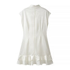 Summer Stand Collar Dress Tight Waist Women Clothing Ruffled Popular Dress JiaJia