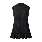 Summer Stand Collar Dress Tight Waist Women Clothing Ruffled Popular Dress JiaJia