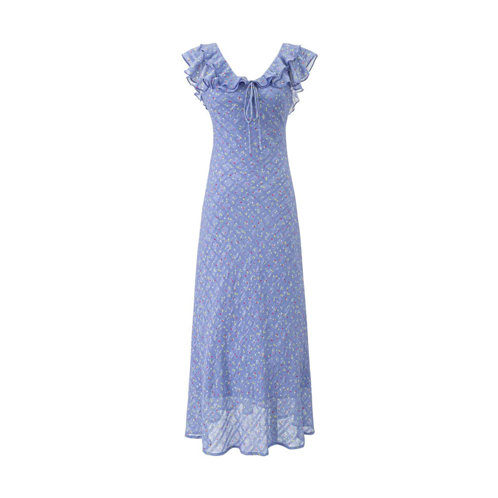 Floral Flounce V neck Summer Waist Slimming Printed Dress Long Dresses PullWind