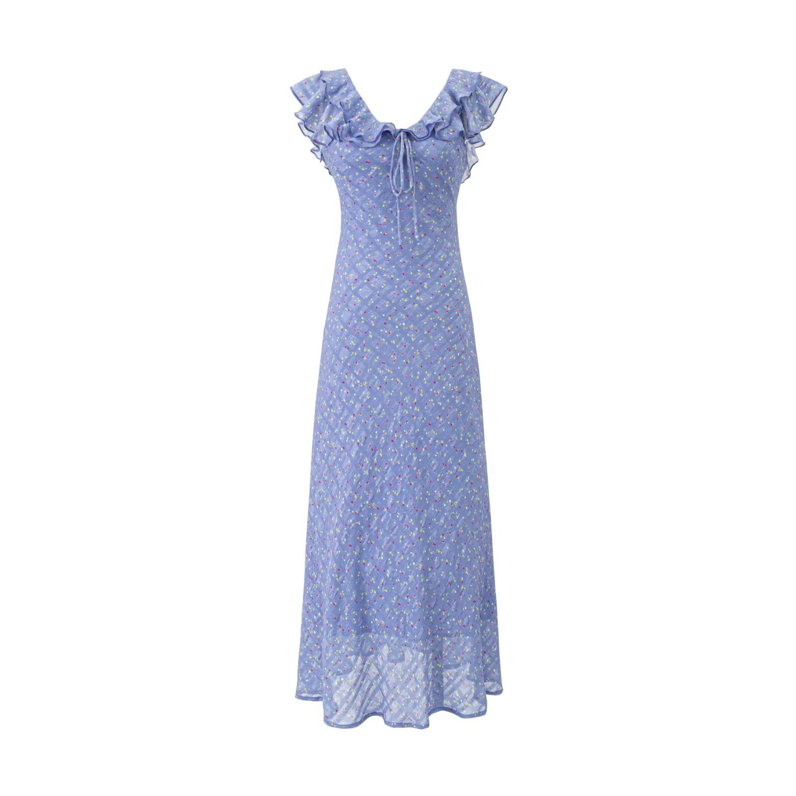 Floral Flounce V neck Summer Waist Slimming Printed Dress Long Dresses PullWind