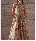 Women Clothing Summer Plant Print Sleeveless Dress LongZest