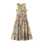 Women Clothing Summer Plant Print Sleeveless Dress LongZest