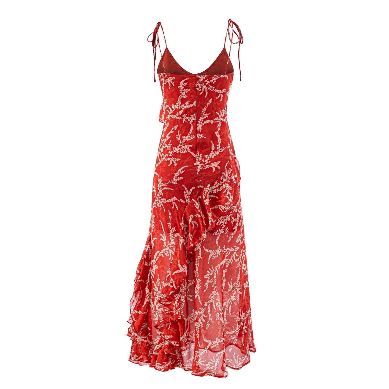 Summer Chiffon Printed Tea Dress V neck Elegant Waist Controlled Slimming Dress PullWind