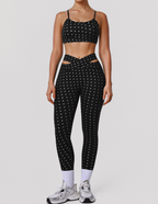 Polka Dot Yoga Printing Training Fitness Running Sports Two Piece Sets High Waist Yoga Pants Women YiGlo