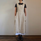 Women Cotton Linen Apron High Waist Long Circumference Home Wear Loose Maxi Dress FLOWTREE